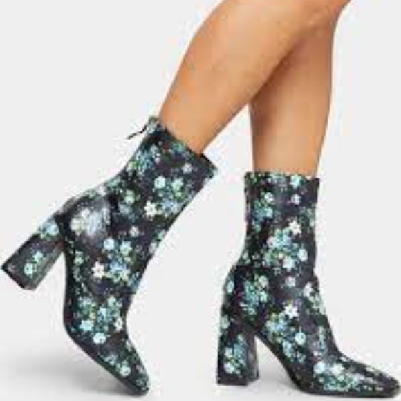 Salvia Floral Square Toe Ankle Boots - Picture 2 of 2